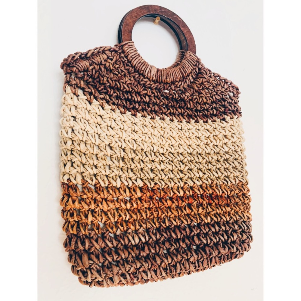 Boho Wicker & Wood Bag